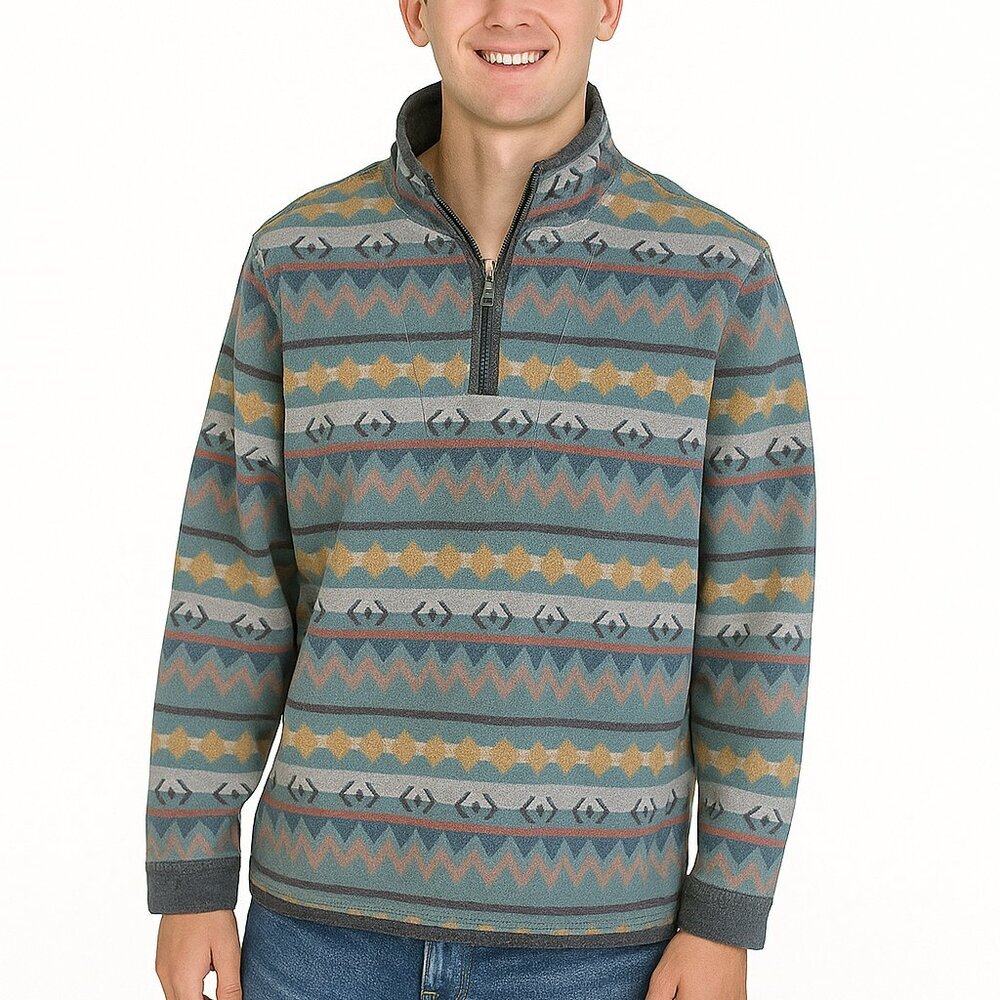 FatFace Airlie Pullover Sweater XS Aztec Print 1/4 Zip Cotton Native Inspired
